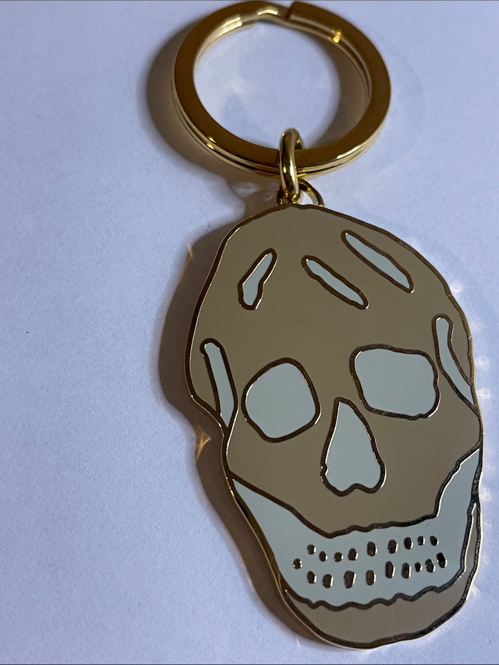 Alexander McQueen Taupe Skull Keychain with Cream Inlay